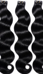 MIDNIGHT BLACK WAVY TAPE HAIR EXTENSIONS