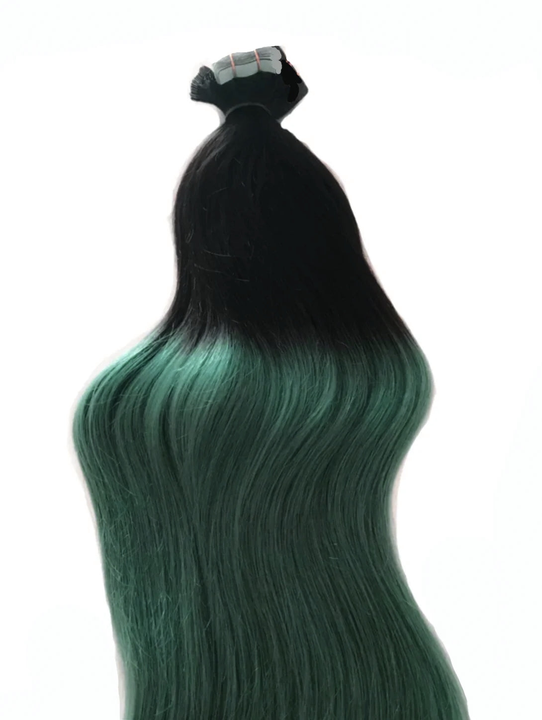 #1B/ AQUA "TROPICANA" DARK BROWN TO TEAL BALAYAGE OMBRE TAPE HAIR EXTENSIONS