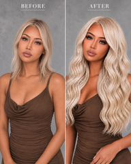 LIGHT BLONDE HIGHLIGHT RUSSIAN WAVY TAPE HAIR EXTENSIONS