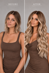 brown root blonde wavy tape hair extensions 