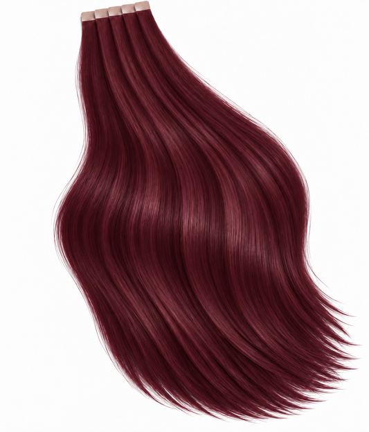 #99j DEEP BURGUNDY RED WINE RED TAPE HAIR EXTENSIONS