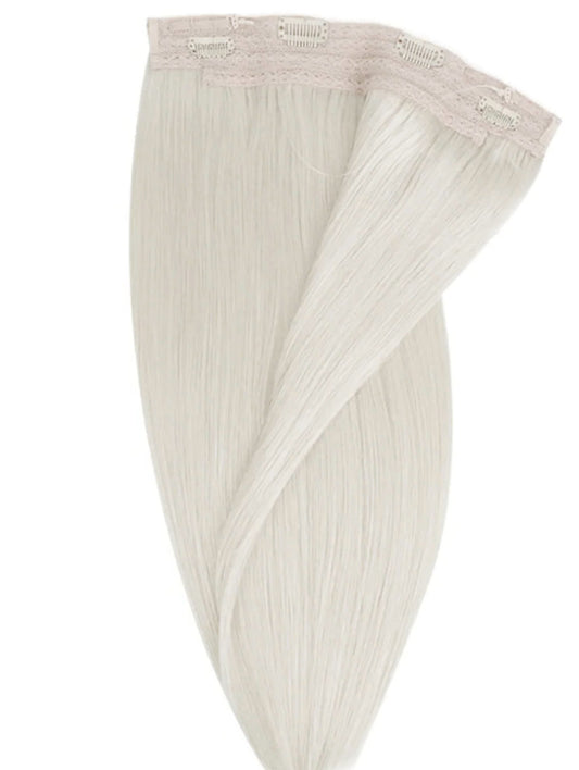 cream blonde halo flip in hair extensions