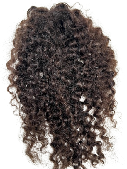 Curly Brown Highlight - Full Volume Human Hair Topper - 18" - 3.5x5.5