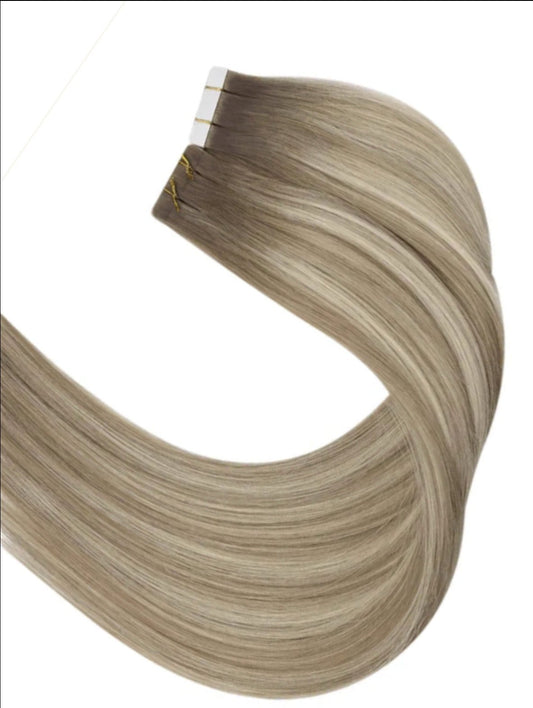 root shadow dark ash blonde light blonde highlight hair extensions 