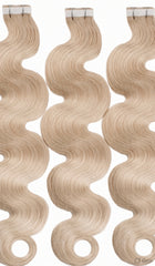 LIGHT BLONDE HIGHLIGHT RUSSIAN WAVY TAPE HAIR EXTENSIONS