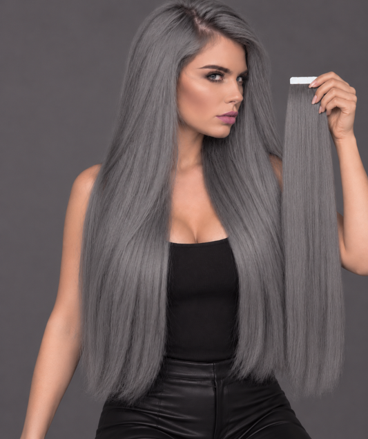 #GUNMETAL GREY TAPE HAIR EXTENSIONS