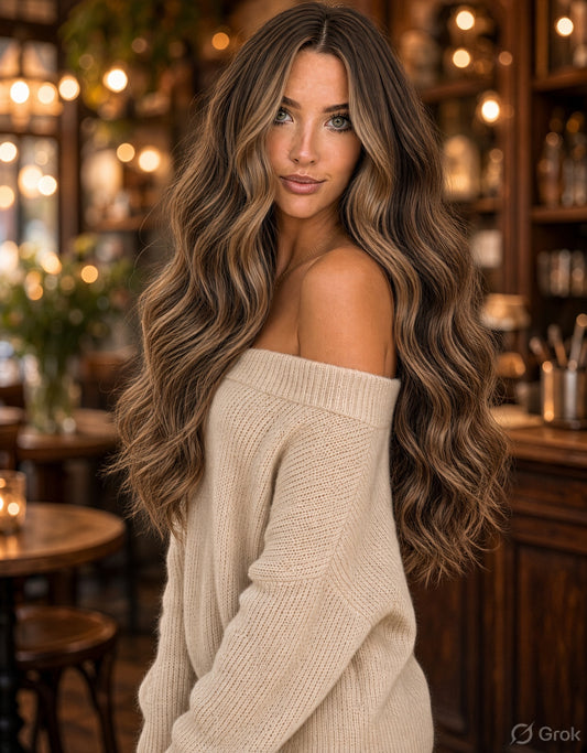 NATURAL BLACK ROOT STRETCH BALAYAGE TAPE HAIR EXTENSIONS