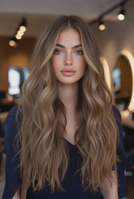 Wavy caramel and brown clip in hair extensions