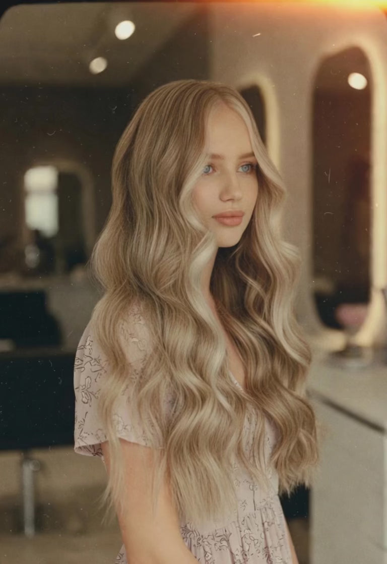 wavy blonde highlighted hair extnsions 