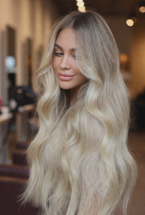 #613 BUTTER BLONDE WAVY CLIP IN HAIR EXTENSIONS