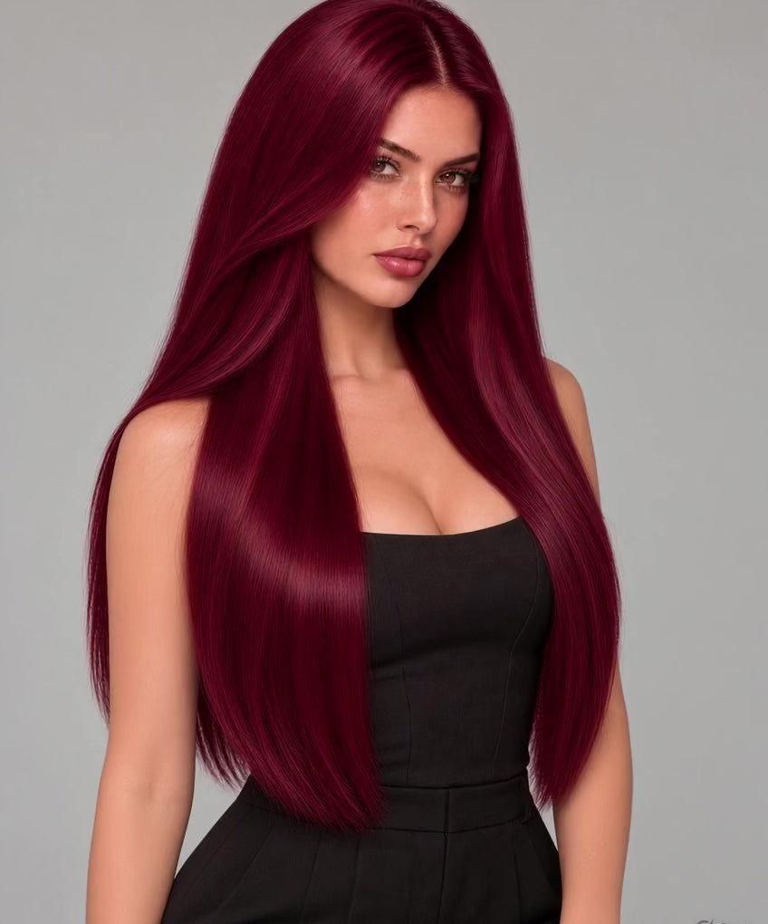 #99b BRIGHT BURGUNDY RED TAPE HAIR EXTENSIONS