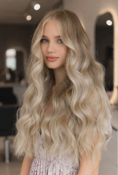 #16/60 BLONDE HIGHLIGHT WAVY TAPE HAIR EXTENSIONS