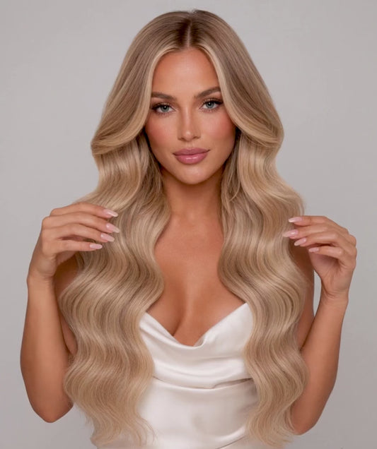 #16/60 BLONDE HIGHLIGHT WAVY TAPE HAIR EXTENSIONS