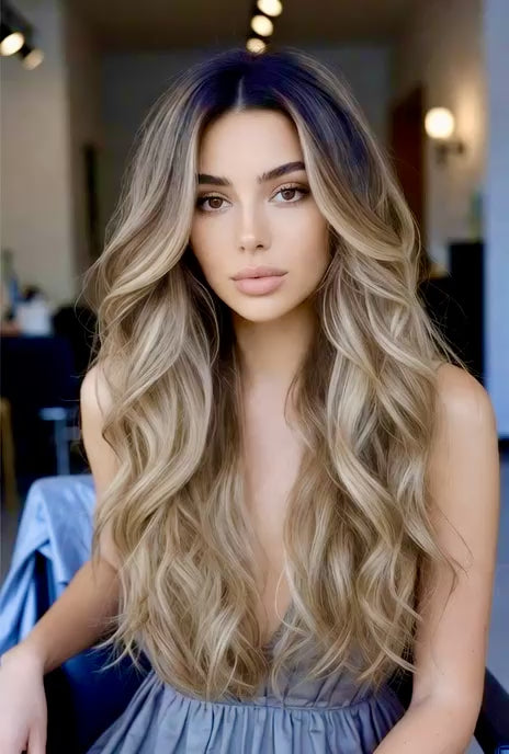 RUSSIAN #4/24/16 "BOHEMIAN BLONDE" HIGHLIGHTED BALAYAGE TAPE HAIR EXTENSIONS