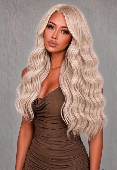 LIGHT BLONDE HIGHLIGHT RUSSIAN WAVY TAPE HAIR EXTENSIONS