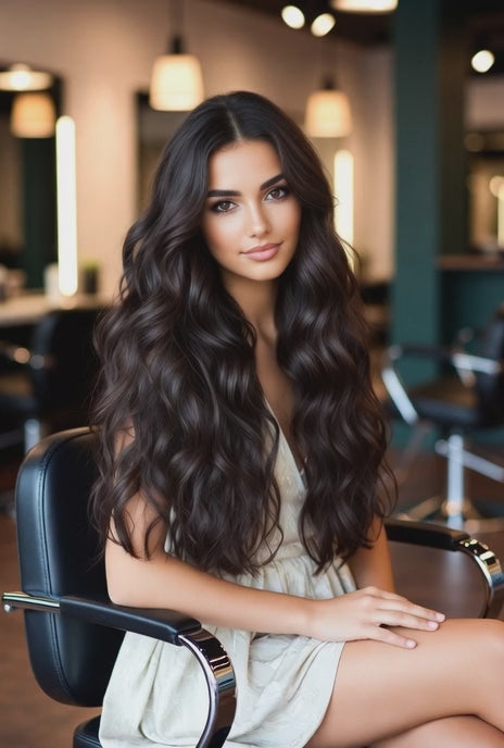 Brown wavy clip in hair extensions 