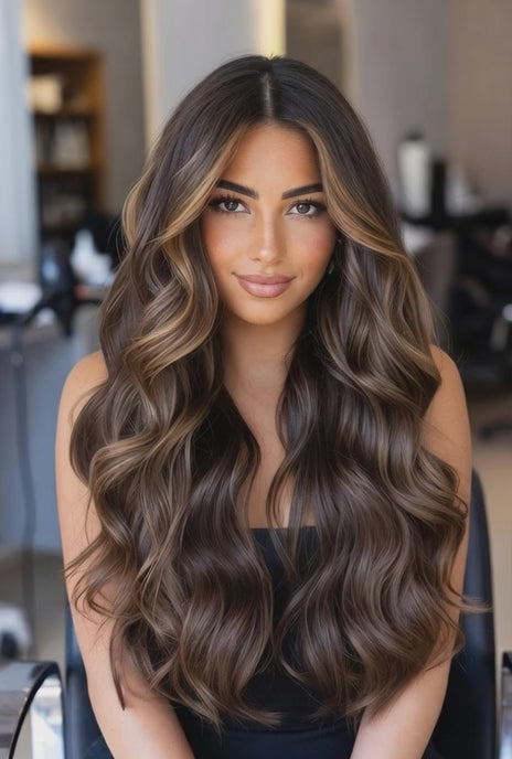 brown caranel balayage hair extensions 