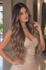 BLACK ROOTS TO BROWN AND CARAMEL HIGHLIGHT WAVY TAPE HAIR EXTENSIONS