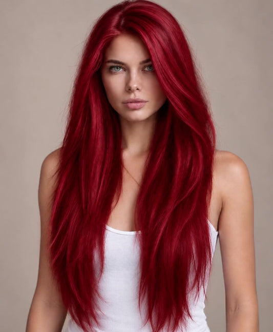 RUBY RED BRIGHT RED TAPE HAIR EXTENSIONS