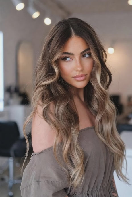 #2/18/2 "TANNED MOCHA" CARAMEL BALAYAGE TAPE HAIR EXTENSIONS