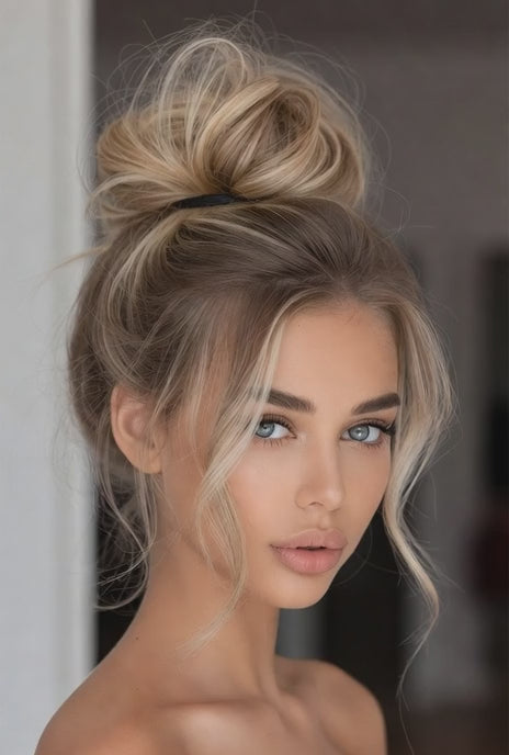 Ash Blonde highlight Russian hair bun scrunchie 