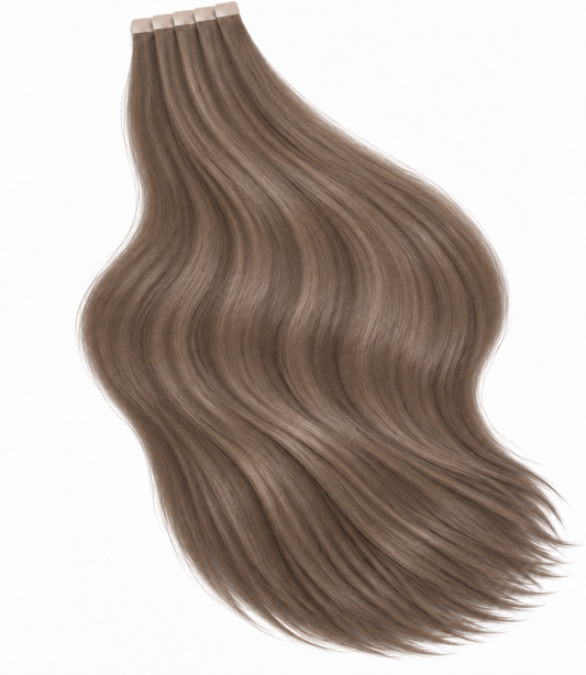 #10 LIGHT ASH BROWN TAPE HAIR EXTENSIONS