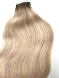 root smudge highlight blonde tape hair extensions