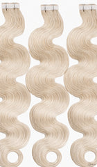 CREAM BLONDE HIGHLIGHT RUSSIAN WAVY TAPE HAIR EXTENSIONS