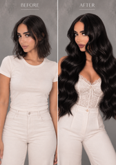 #1b NATURAL BLACK WAVY TAPE HAIR EXTENSIONS