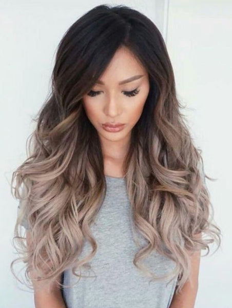 #1b/18 DARK BROWN TO DARK ASH BLONDE OMBRE WEFT / WEAVE - Pure Tape Hair Extensions 