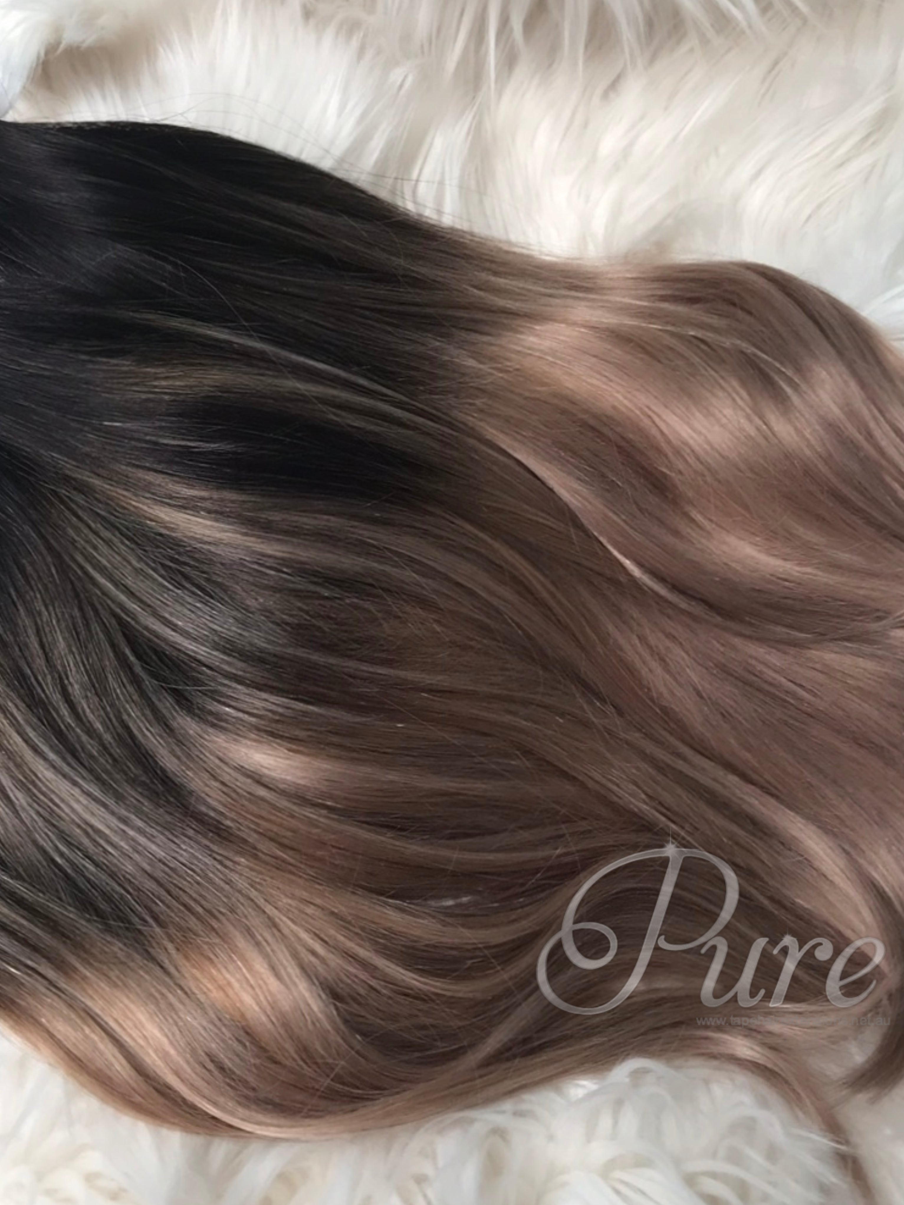 BLACK TO DARK BLONDE HIGHLIGHTED TAPE-IN HAIR EXTENSIONS 