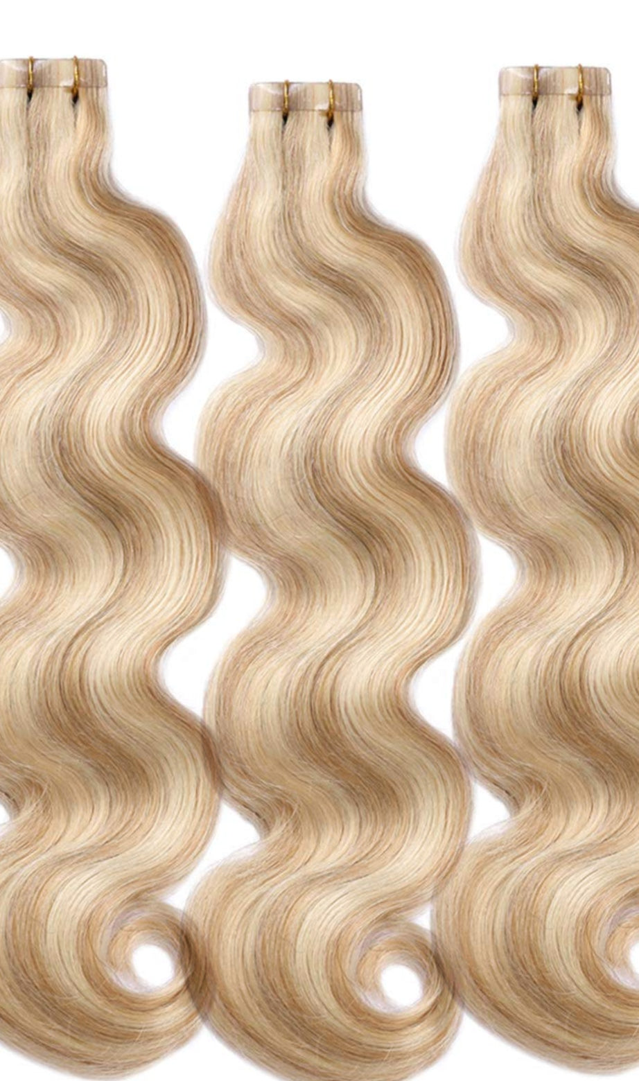 caramel blonde highlight wavy tape hair extensions