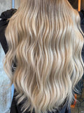 Honey blonde highlighted hair extensions 