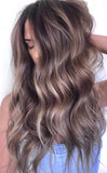 #1b/10/16"MALIBU" ASH BROWN HIGHLIGHT BALAYAGE CLIP IN HAIR EXTENSIONS