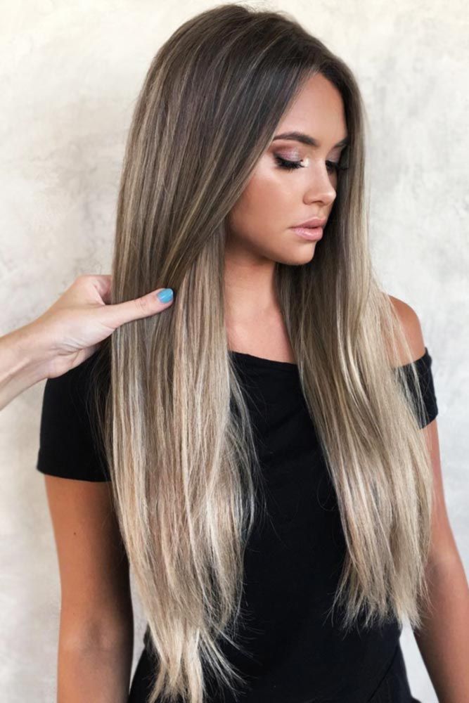 Long Balayage Highlights Straight Hair Balayage Brown Hair With