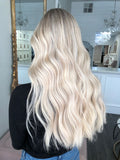 caramel and blonde highlighted hair extensions 